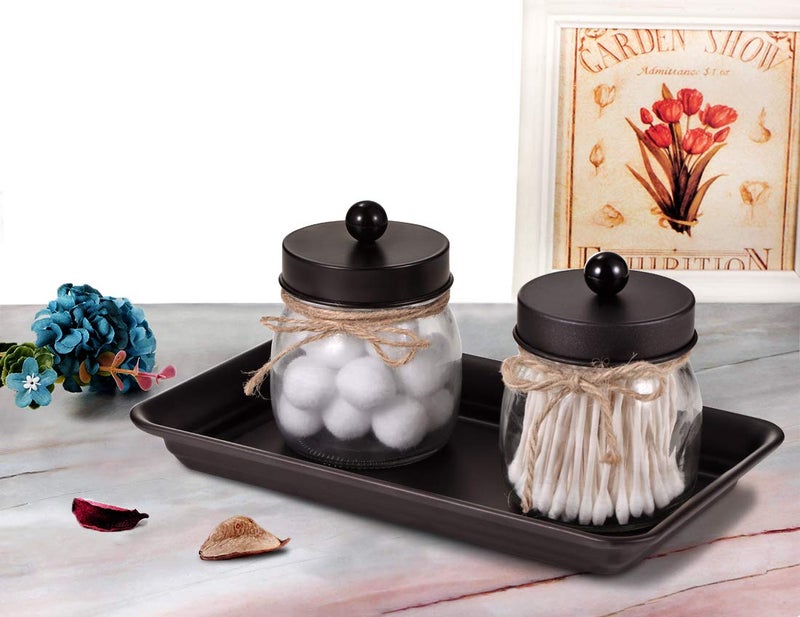 SheeChung Vintage Farmhouse Decor Metal Vanity Tray(2 Pack),Countertop Guest Hand Towel Storage Organizer Tray Dispenser, Sturdy Holder for Perfume,Cosmetics, Jewelry, Makeup Bathroom Organizer (Bronze) - Image 5